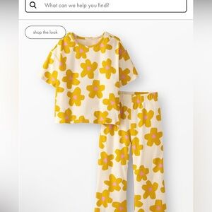 Hanna Andersson ribbed t shirt daisy yellow flowers size 12 kids. NWT